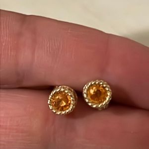 Vintage 14K gold & orange citrine earrings
